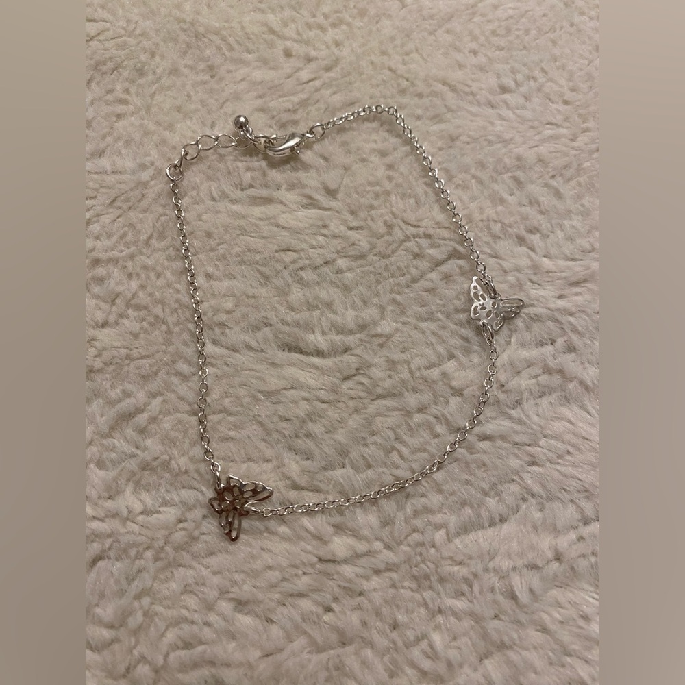 Silver Butterfly Anklet (Ankle Bracelet)